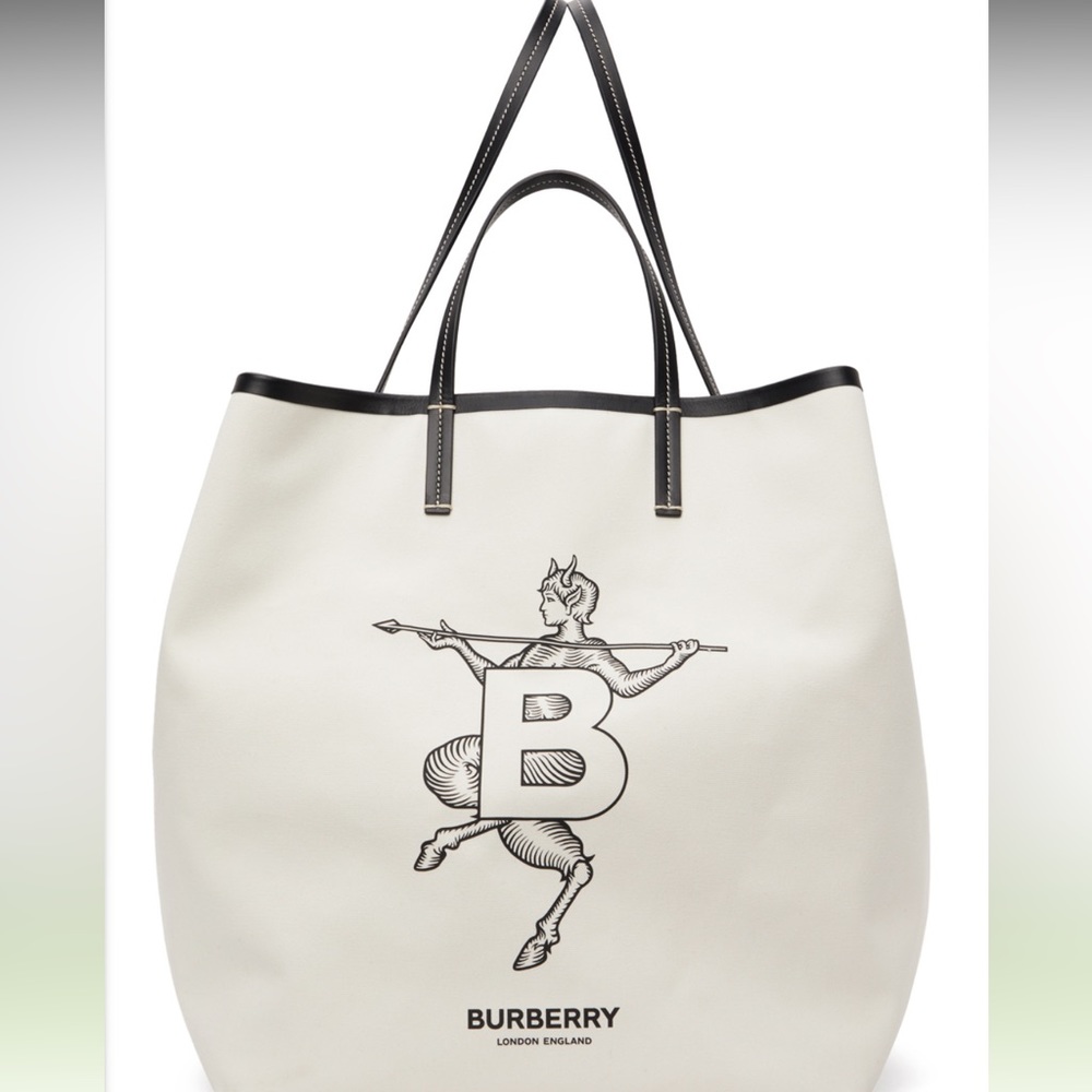 Burberry White Mythical Alphabet B' Faun Tote - Picture 4 of 4